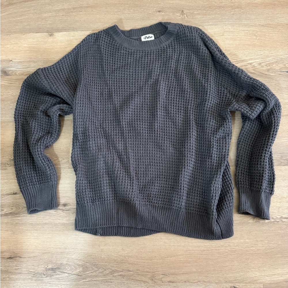 Pulse Gray Ribbed Crew Neck Sweatshirt